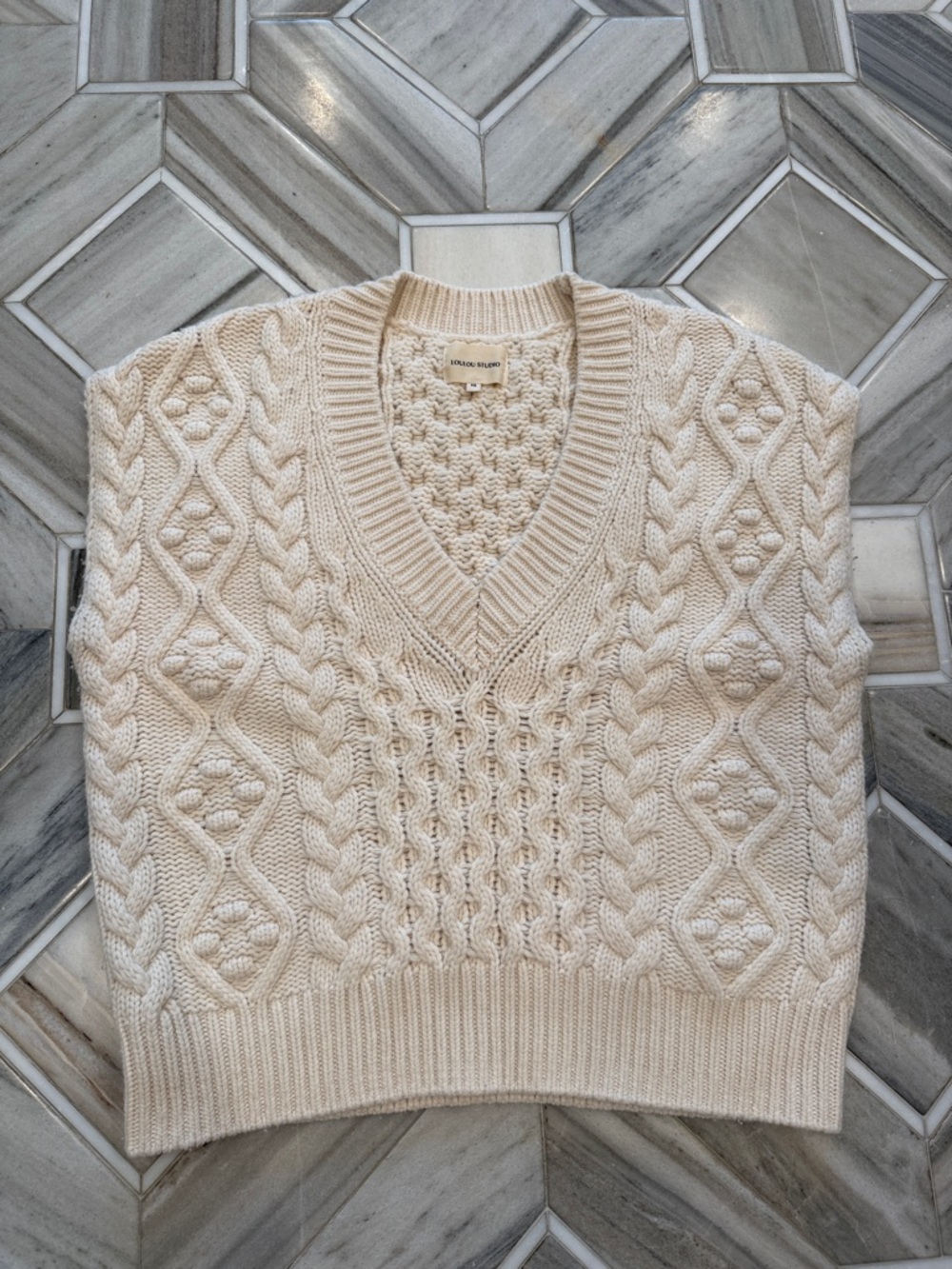 Loulou Studio chunky knit vest sweater with wide shoulder